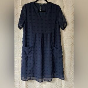Chic Blue V-Neck Short Sleeve Sundress